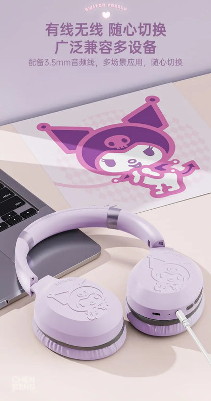 Hello Kitty & Kuromi S05 Wireless Bluetooth Headset — Kawaii Cartoon Character Headphones for Students, New Style