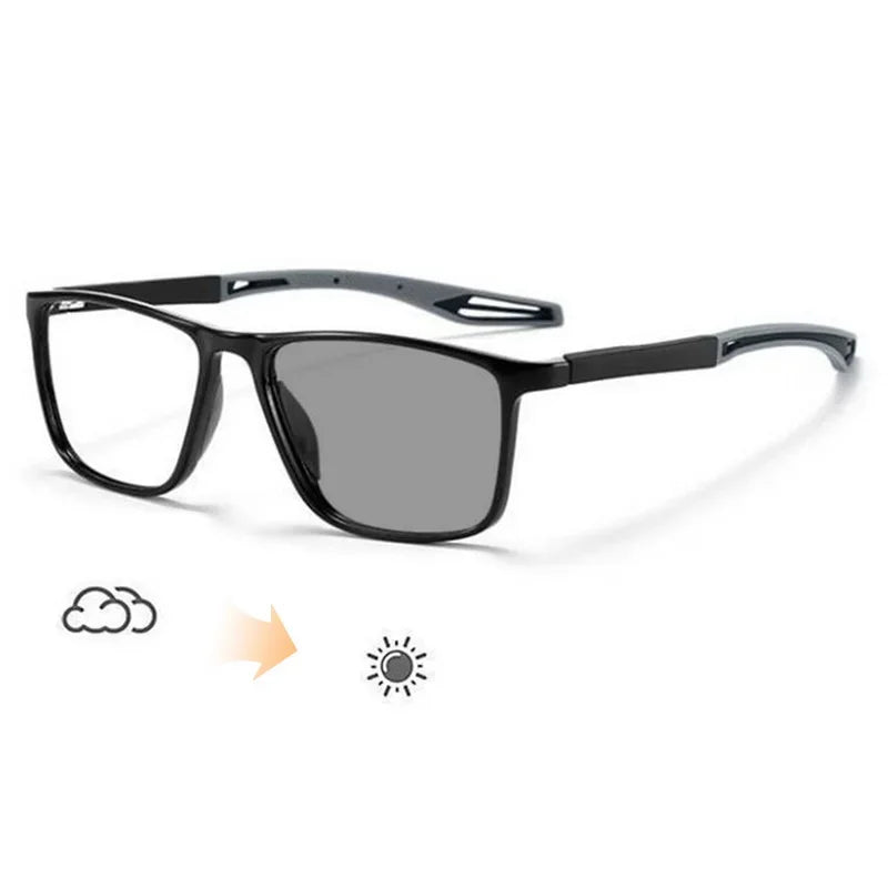 Intelligent Photochromic Myopia Glasses – Vintage TR90 Computer Sunglasses for Nearsighted Users, Finished Lenses -1.0 to -6.0