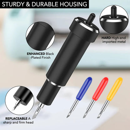 Metal Cut Blade Set with Housing — Compatible with Cricut Maker, Maker 3, Explore Air 2 & Explore 3, Replaceable Deep-Point Blade