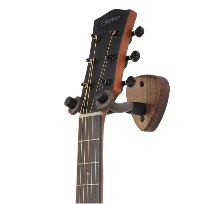 Wall Mount Guitar Hanger — Walnut Hook for Ukulele, Electric Guitar & Bass, Adjustable Display Stand