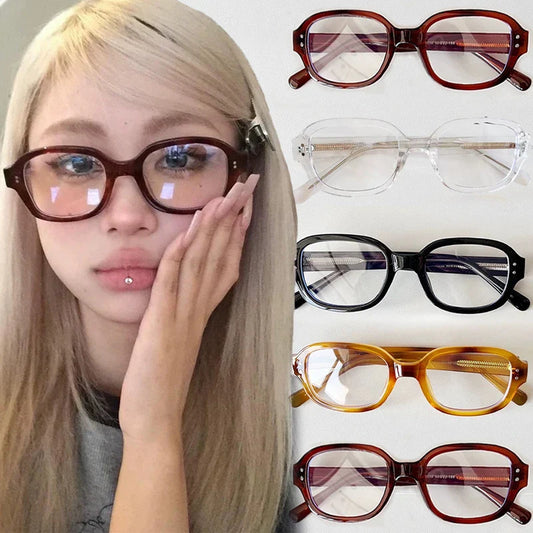 Retro Square Frame Eyeglasses for Women - Red Blue Light Blocking Reading Glasses, Vintage Decorative Eyewear