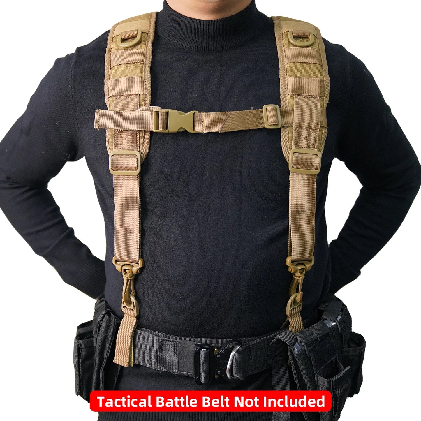 Tactical Police Suspenders — Adjustable Duty Belt Harness with 4 Tool Belt Loops for Law Enforcement