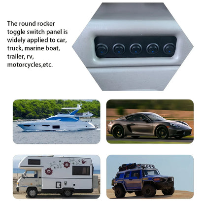 20A Blue Circular Joystick Switch Panel – 3-Pin Waterproof 12V for Cars, Trucks, Boats, RVs, Yachts