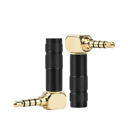 3.5mm 90° Right Angle Audio Adapter Plug – Gold Soldered Earphone Connector, 1/8" 3/4 Pole Headphone Jack