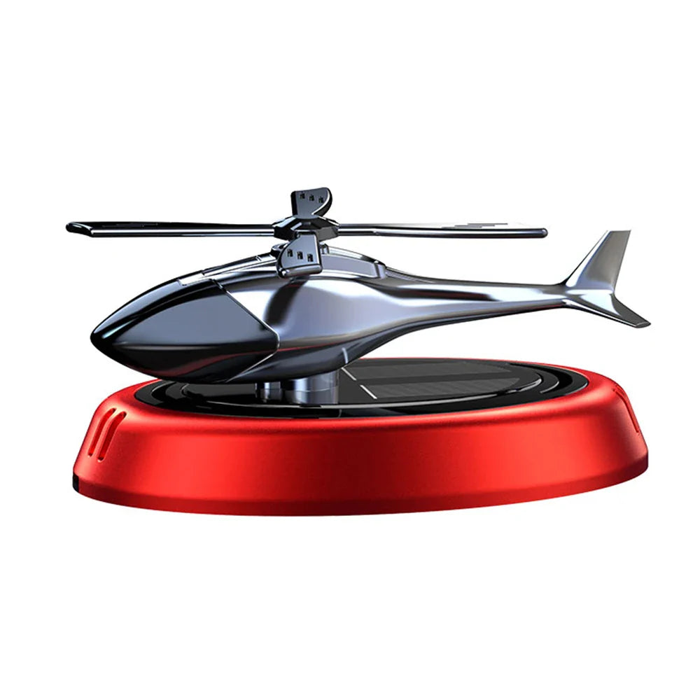 Solar-Powered Rotation Helicopter Car Air Freshener – Alloy + ABS Wooden Aromatherapy Aroma Diffuser