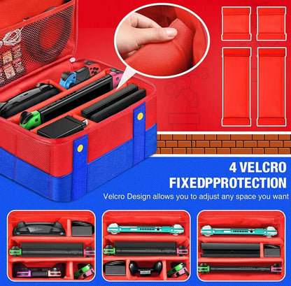 Large Carrying Protective Case for Nintendo Switch OLED Console & Pro Controller: Travel Storage Bag for Switch Accessories