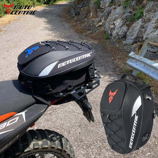 MOTOCENTRIC Waterproof Motorcycle Tail Bag - Multi-functional, Durable 37L High Capacity Rear Seat Rider Helmet Backpack
