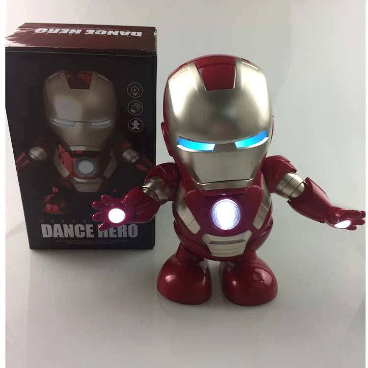 Marvel Iron Man Dance Action Figure – LED Light Singing Robot, Spiderman & Avengers Superhero Toy, Kid’s Christmas Gift