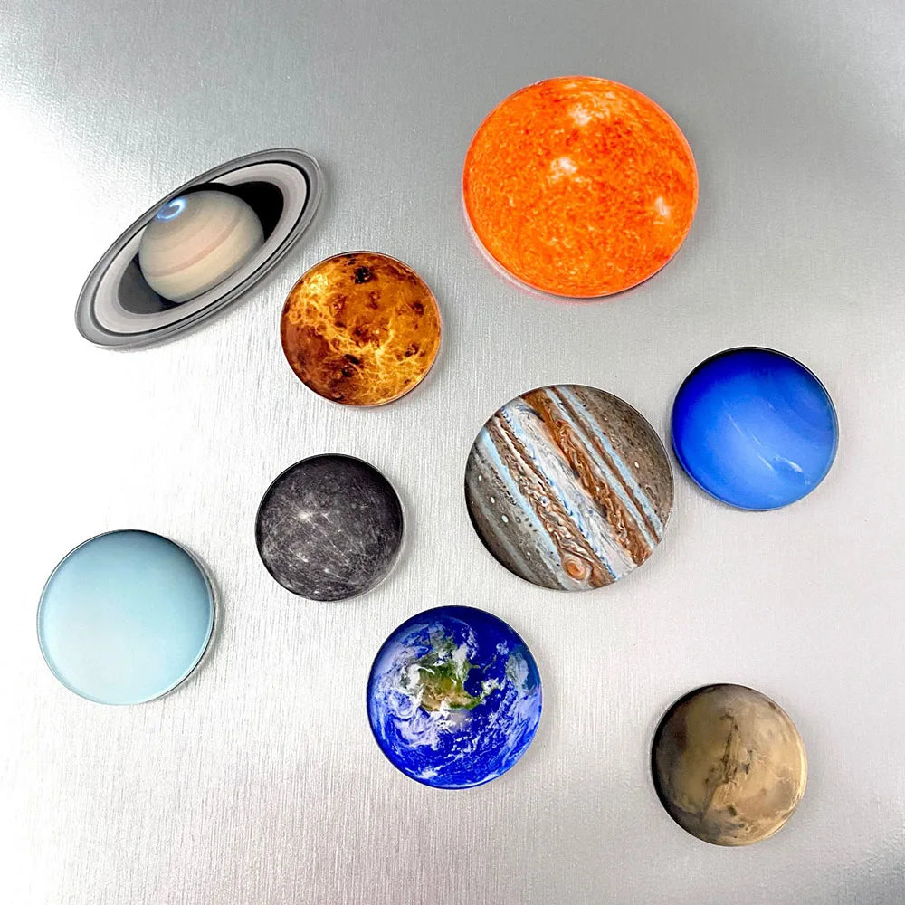 9Pcs Creative Planet Fridge Magnets – Solar System Universe Decorative Set for Kitchen, Teaching & Photo Display