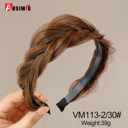 Synthetic Fishbone Braided Headband – Bohemian Plaited Hairpiece for Women Hairstyling