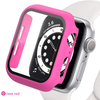 Tempered Glass Screen Protector Case for Apple Watch - Series 8 7 6 SE 5 4 3 Protective Cover Accessories 41mm 40mm 44mm 45mm 42mm