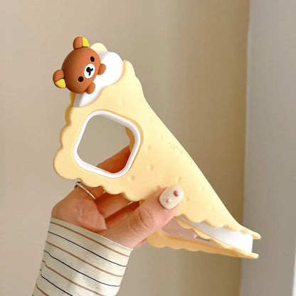 Sandwich Biscuit Tide Bear Silicone Phone Case for iPhone 16 15 14 13 12 11 Pro Max Shockproof Soft Cover