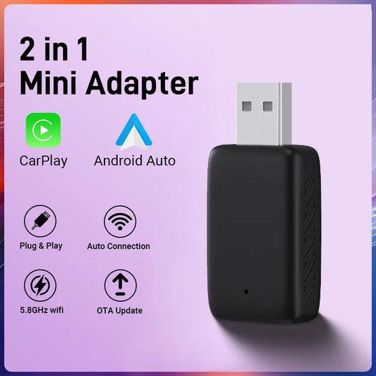 NEW 2-in-1 Mini Wireless CarPlay & Android Auto Adapter – Wired to Wireless Plug & Play for 99% OEM Cars