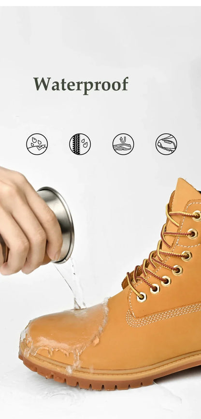 High Top Leather Boots for Men & Women – Fashion Lace-Up Outdoor Sneakers, Non-Slip Casual Ankle Shoes for Couples