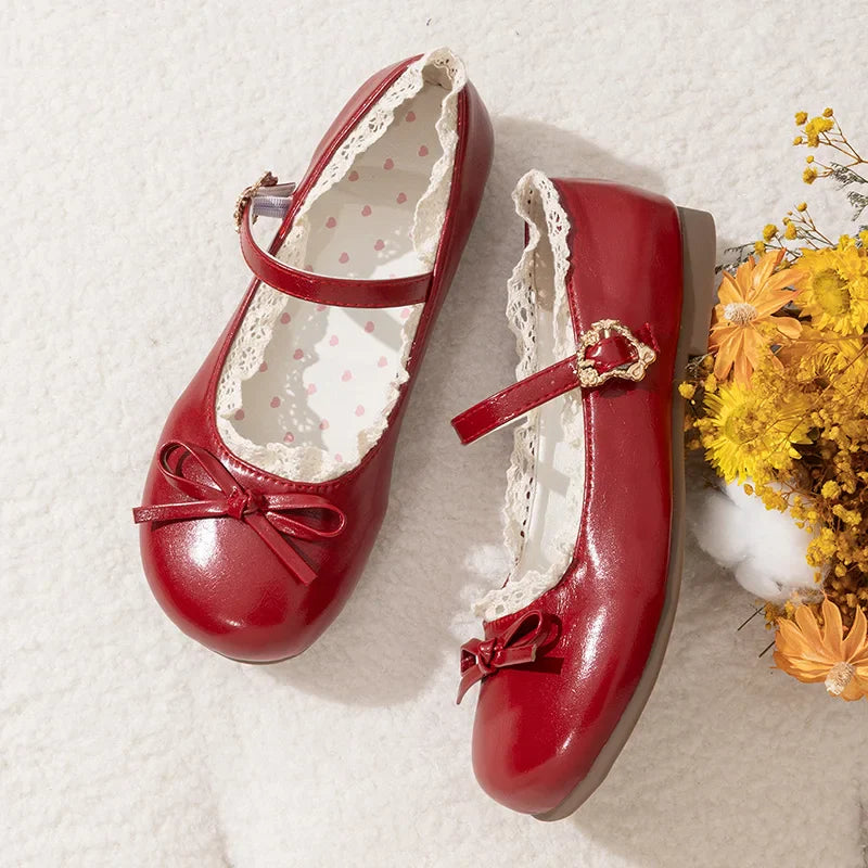 Women’s Mary Janes Flats – Pink & White Round Toe Lolita Ballet Shoes with Buckle Strap, Spring Autumn Plus Size