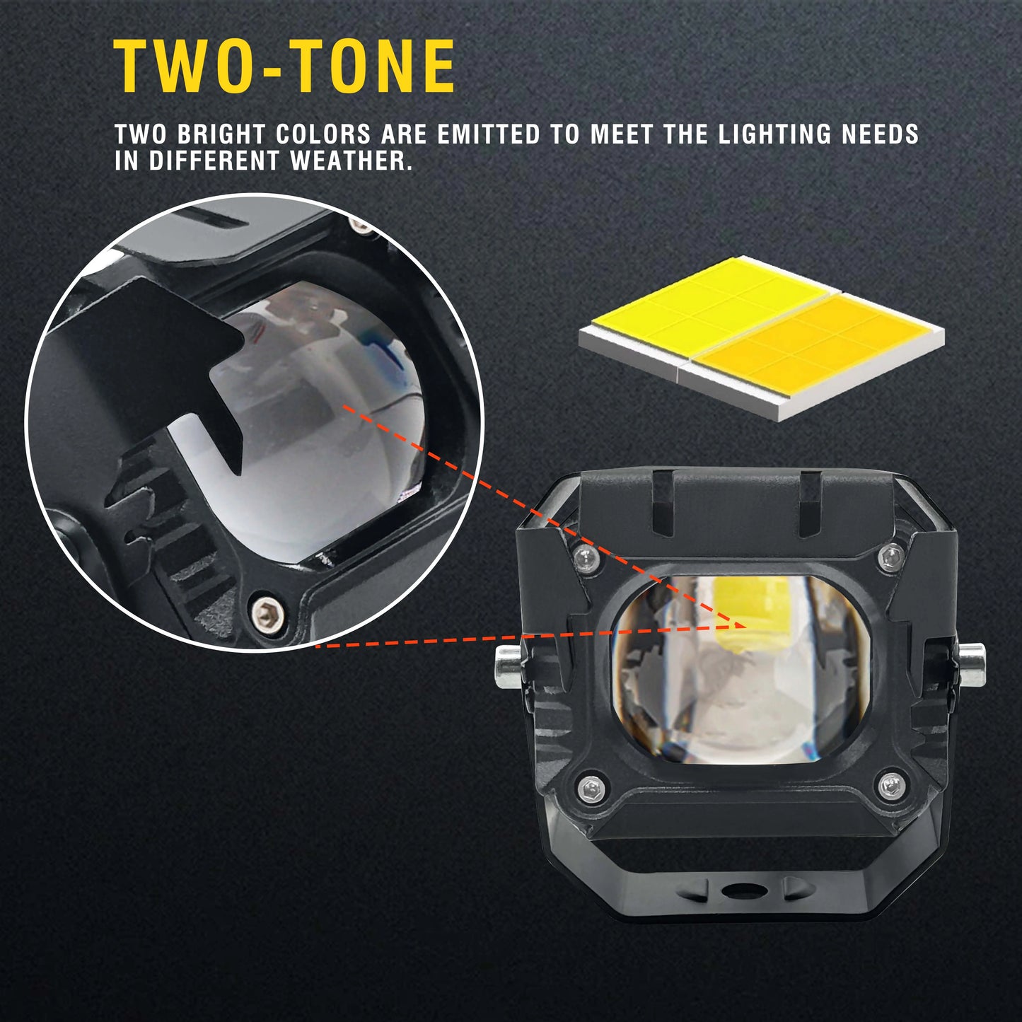 1/2PCS V7 Pro Mini LED Driving Light — 40W High/Low Beam with White & Yellow Korea LED Chip