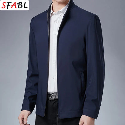 Men’s Business Casual Jacket - Luxury Zipper Blazer Office Coat for Spring and Autumn, Up to 3XL