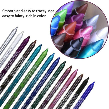 14-Color Waterproof Eyeliner Pencil – Long-Lasting Smokey Punk Style High-Pigment Shimmer Eyeshadow Stick