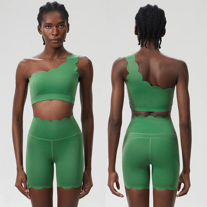 2PCS Women’s Seamless Yoga & Fitness Set – Sports Bra with Leggings & Gym Shorts Workout Outfit