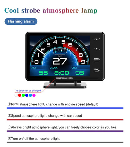XS HUD Car Gauge – Multi-Function OBD+GPS Display for Water Temp, Turbo, Oil Pressure & Oil Temp Head-Up Display