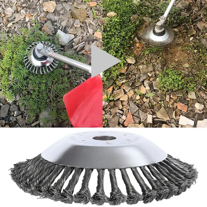 10-Inch Twist Knot Steel Wire Wheel Brush – Weed Cutter Head for Grass Trimmer, Lawn Mower Derusting & Weeding Disc