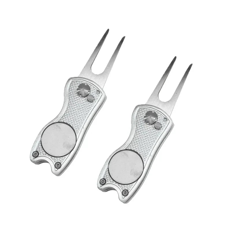 Foldable Golf Divot Repair Tool – Ball Marker & Groove Cleaner Putting Green Fork Accessory