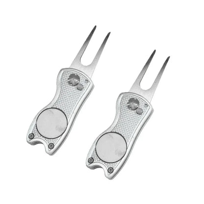 Foldable Golf Divot Repair Tool – Ball Marker & Groove Cleaner Putting Green Fork Accessory