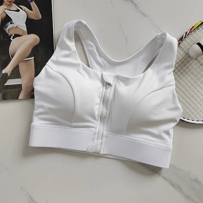 Women’s High Impact Front Zipper Sports Bra – Shockproof Quick Dry Yoga & Running Fitness Vest Gym Underwear Support Top