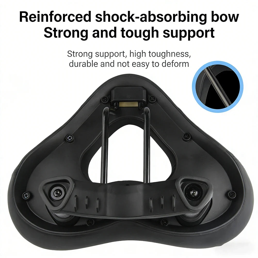 Ergonomic Bike Saddle - Thick Soft Shock-Absorbing Hollow Breathable Seat for Mountain & Road Bikes