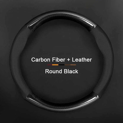 Hyundai Carbon-Fiber Leather Steering Wheel Cover — Fits i20/i30/i40/ix25/ix35/ix55/Elantra/Tucson/Sonata/Solaris/Palisade/Nexo