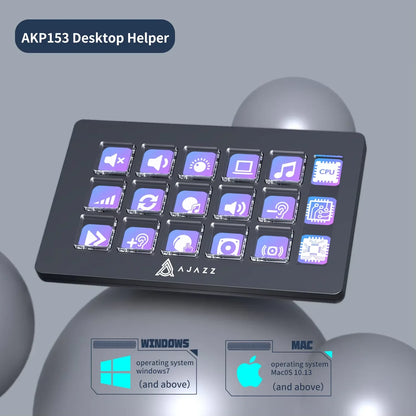 AJAZZ AKP153E 15-Key Programmable Macro Keyboard – Multifunction Desktop Control Panel Mini Console for Custom Shortcuts