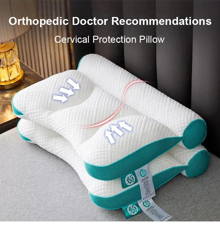 Anti-Traction Sleep Neck Care Pillow – Zoning Design, Washable Adult Pillow Core, Knitted Low Pillow for Home & Hotel