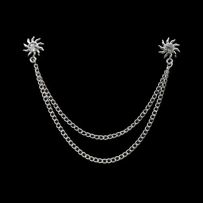 Fashion Gentleman Tassel Brooch – Men’s Suit & Shirt Lapel Pin with Chain, Pearl & Star for Wedding or Party
