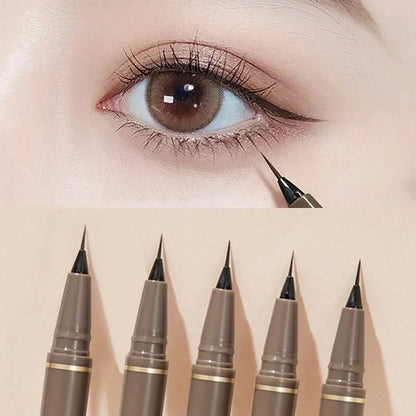 Ultra-Thin Eyeliner Pen — Black & Brown Waterproof Eyelash Liner for Silkworm Eye Makeup, Long-Lasting Smooth Pencil