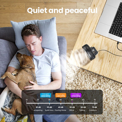 GAIATOP Mini USB Desktop Fan – Portable Quiet Cooling Fan with 3-Speed Adjustment for Home and Office Use