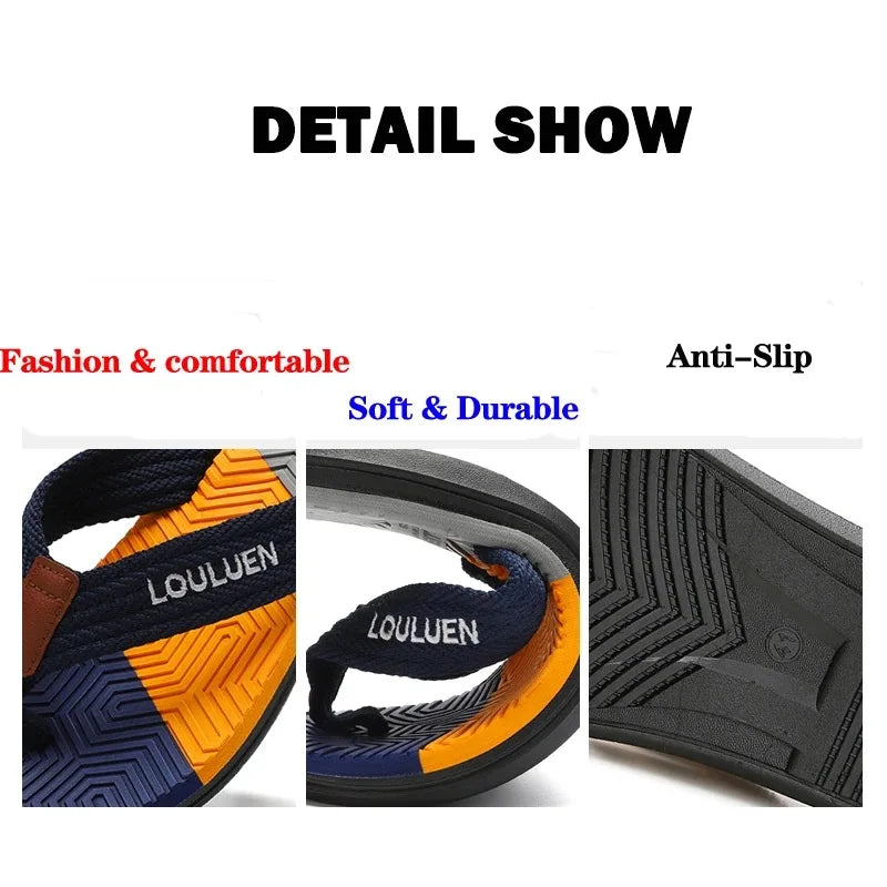 2023 Men’s Flip Flops – Trendy Anti-Skid Casual Beach Slides, Outdoor & Household Sandals