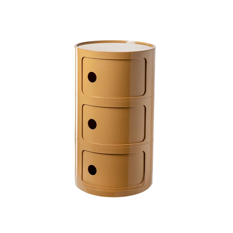 Nordic Minimalist White Bedside Table – Modern Round Plastic Side Cabinet, Small Creative Storage Unit