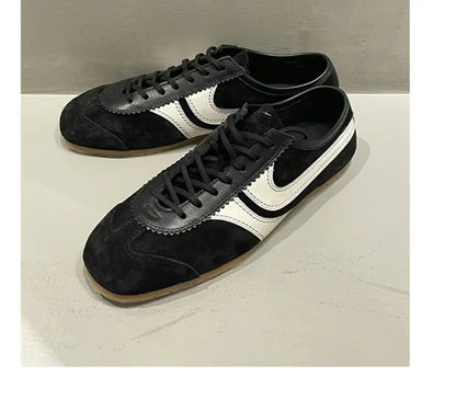 Real Leather German Training Shoes for Women — 2025 Retro Fashion Four Seasons Running & Casual Forrest Gump Style Sneakers
