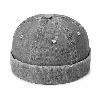 Fashion Denim Docker Cap – Brimless Skullcap Sailor Beanie Hat for Men & Women, Solid Color Adjustable Bucket Dad Cap Streetwear Style