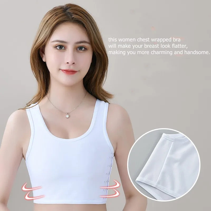 Women’s Breast Binder – Transboy Lesbian Corset Vest with Side Buckle, Summer Short Tank Top Shaper Bustier