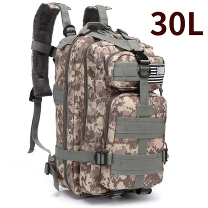 30L/50L Waterproof Nylon Backpack – 1000D Tactical Outdoor Bag for Camping, Hiking, Fishing & Hunting
