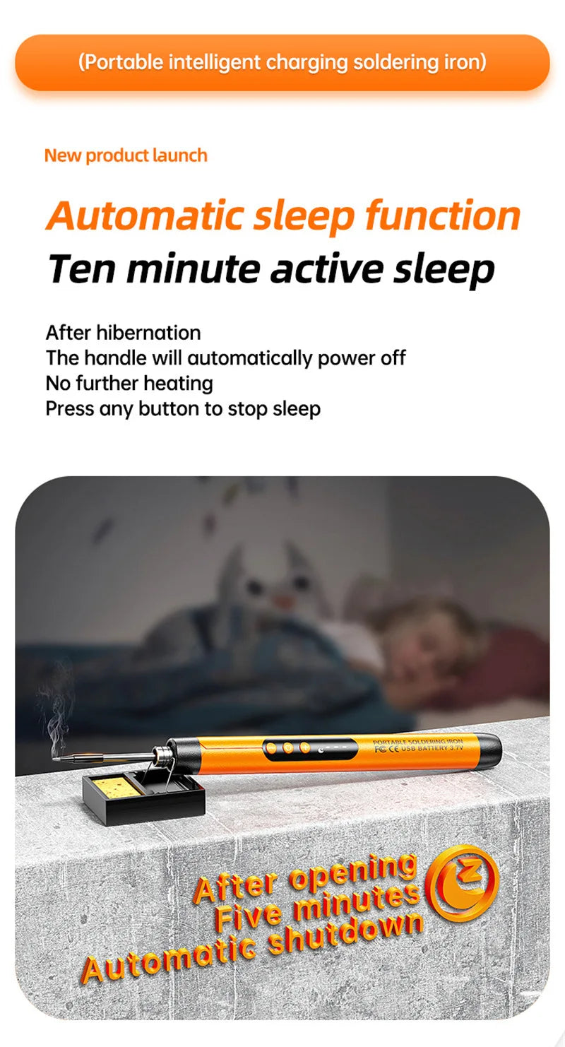 USB Wireless Digital Soldering Iron Kit – Cordless Electric Pen with Adjustable 300–450℃ Temperature