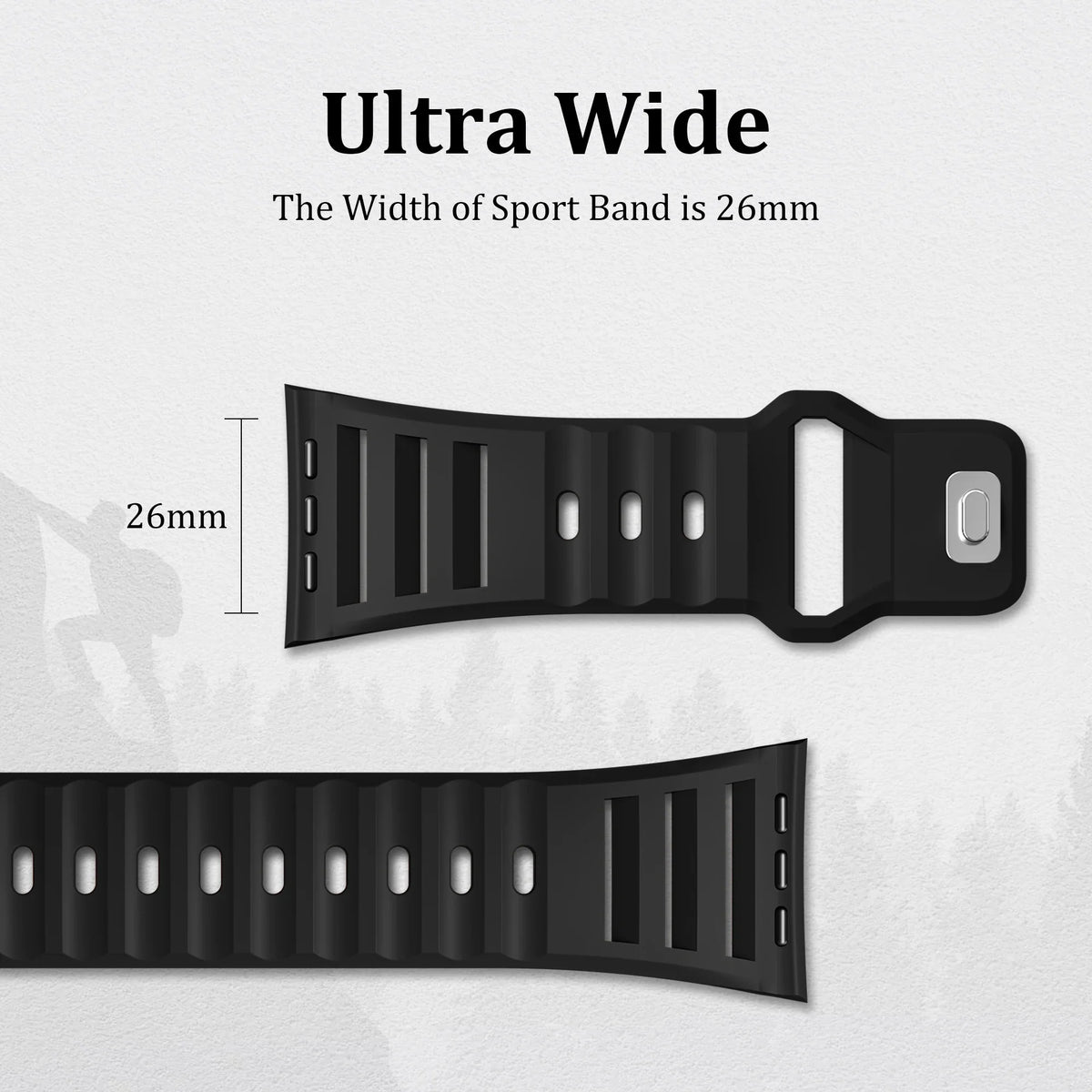 Sport Silicone Strap for Apple Watch - Compatible with Ultra 49mm, 45mm, 44mm, 42mm, Series 9, 8, 7, 6, SE, 5, 4, Wrist Band Bracelet