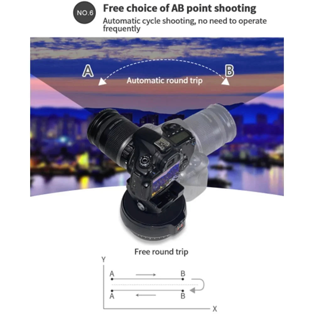 Desiontal YT-1200 Rotation Panoramic Remote Control - Pan Tilt Motorized Tripod Electric Head for Phones & Cameras