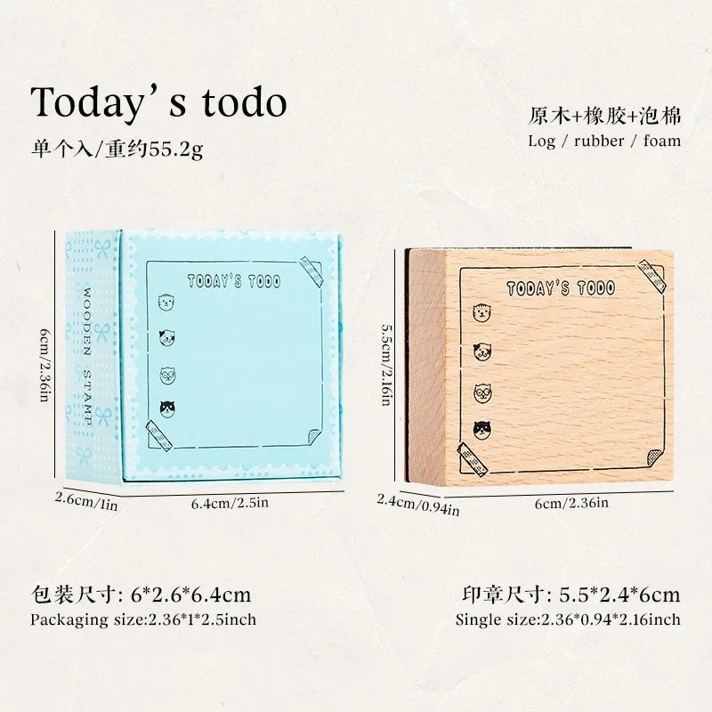 Cute Cat Wood Stamp Calendar – Daily & Monthly Planner Stamps for Journaling, Scrapbooking & DIY Crafts
