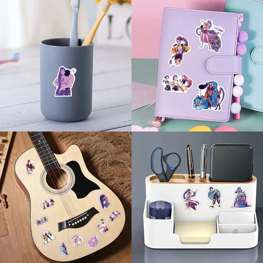 55-170PCS K-Pop Demon Hunters Anime Stickers – Waterproof DIY Decoration for Boys, Girls & Fans Gift