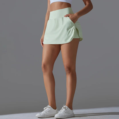 Outdoor Sports High Waist Yoga Skirt — Breathable Badminton Tennis Active Fitness Athletic Short Skirt