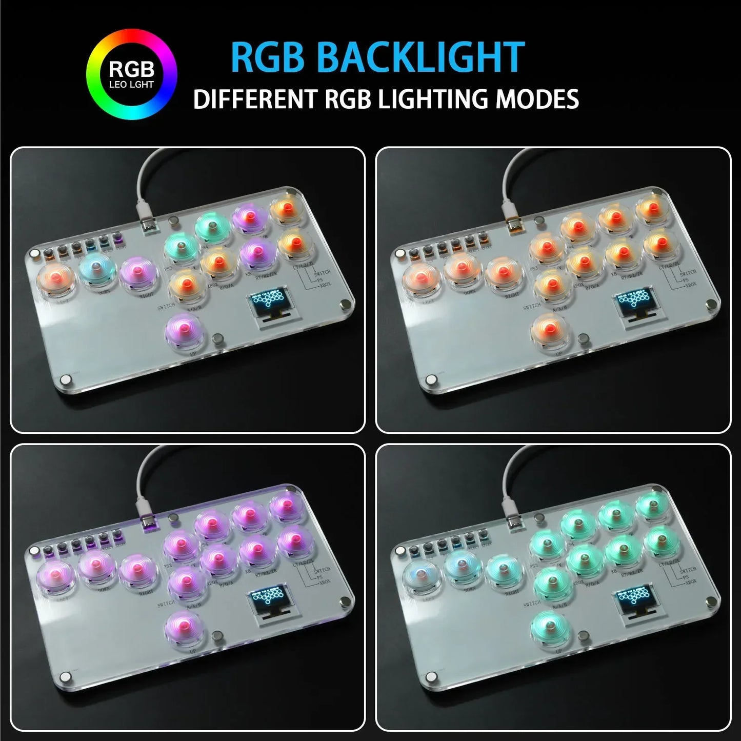 RGB Arcade Hitbox Fightstick Controller – For PS4/PS5, Xbox, Switch, Steam, Arcade Fighting Games