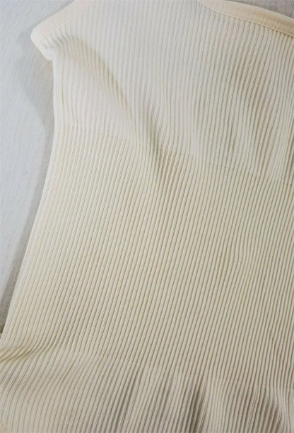 GUUDIA Ribbed Tummy Control Jumpsuit – Light Compression Daily Shaper Bodysuit with Open Crotch Shapewear Design