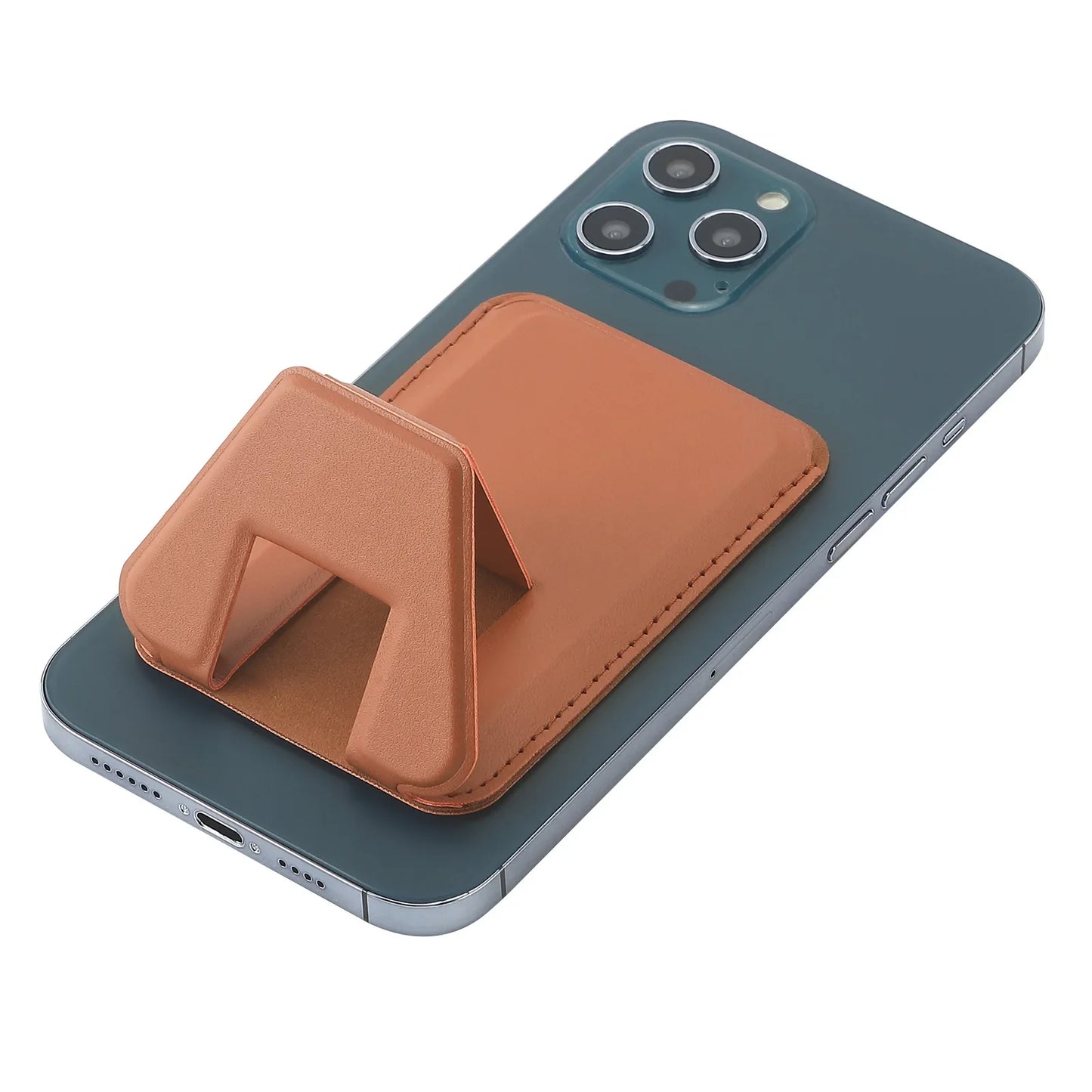 Phone Wallet Stick-On Card Holder – 3M Adhesive Credit Card Slot with Folding Kickstand for Phone Case